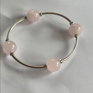 Elegant Pink Glass Bead Stretch Bracelet